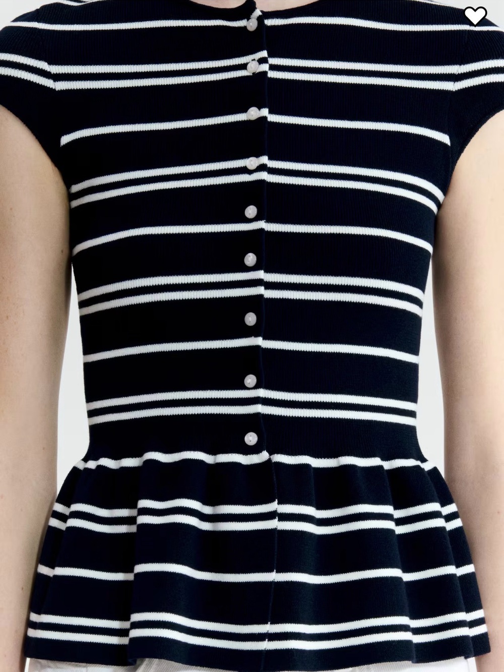 H&M Navy and White Striped Peplum Top NWT